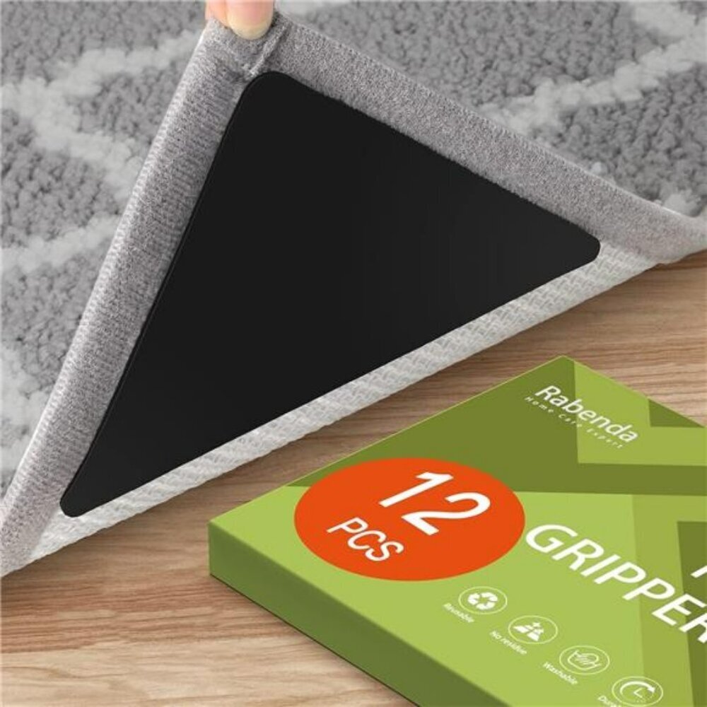 Non Slip Rug Tape 12 Pcs Reusable Rug Grippers for Hardwood Floors and Tiles